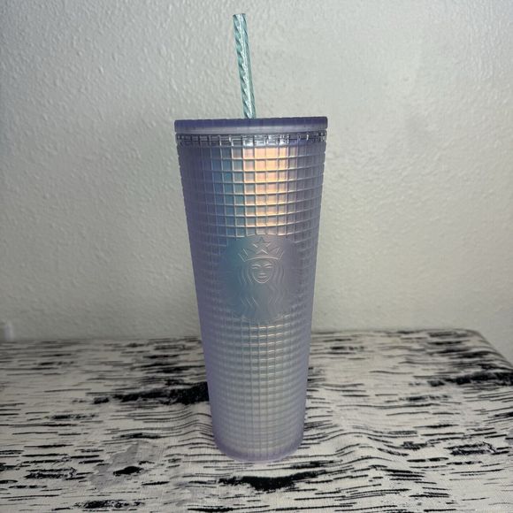 Starbucks Other - Starbucks Spring 2022 Iridescent Frost White Grid Tumbler Cup Venti 24 oz